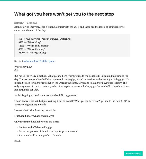 A personal reflection on financial growth and the challenges of scaling income.