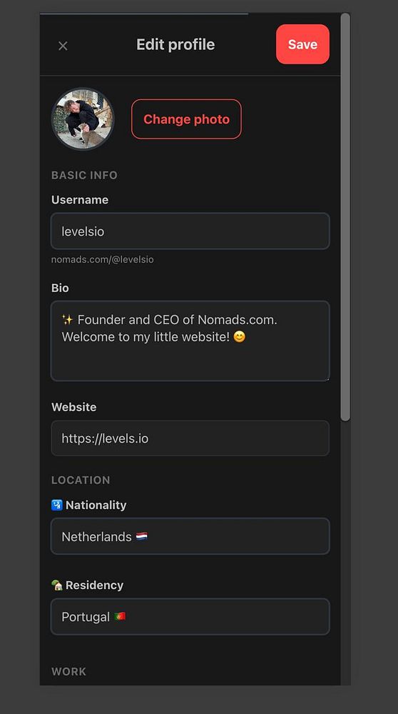 User interface design of a profile edit modal with customizable name fields and a save button.