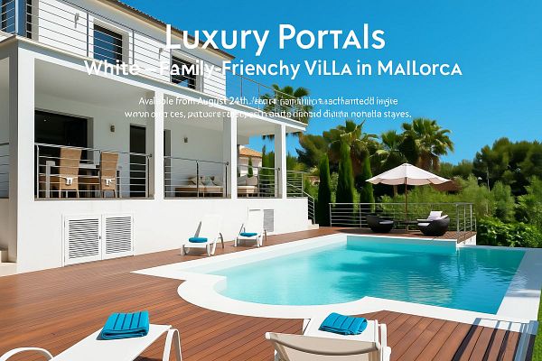 A luxurious villa in Mallorca featuring a pool and outdoor seating area.