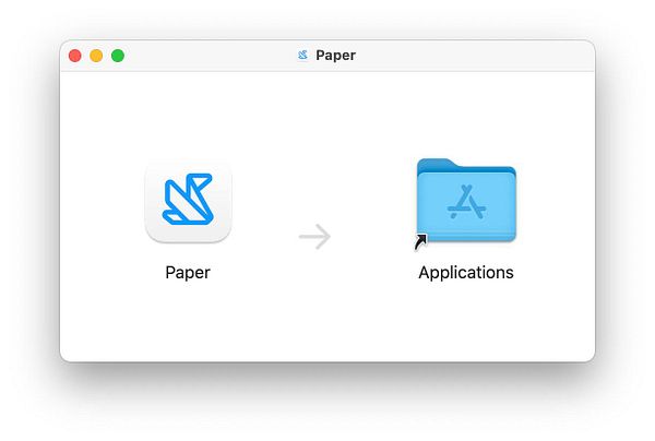 The image displays a macOS installer interface for the Paper application.
