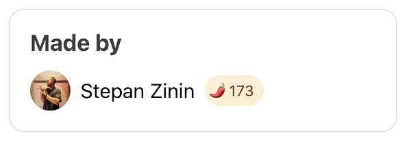 A user profile section displaying the name and chili pepper icon with a streak count.