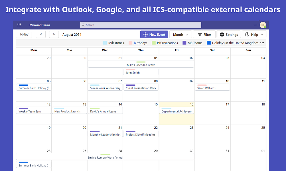 Shared Team Calendar for Microsoft Teams