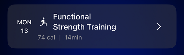 The image displays a workout schedule for a functional strength training session.