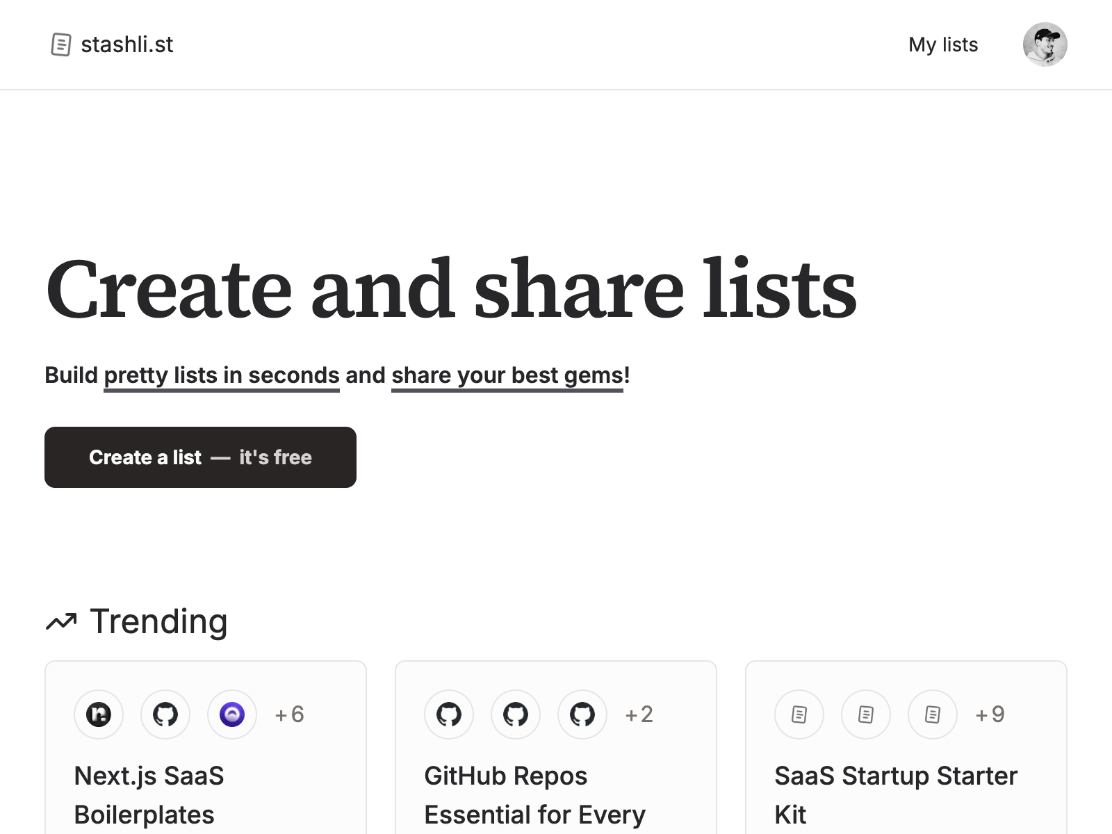 Stashlist: Create and share pretty lists of any links in | BetaList