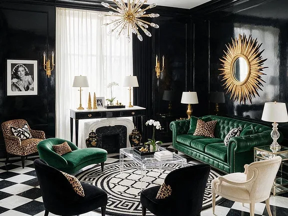 A room in the Hollywood Regency style