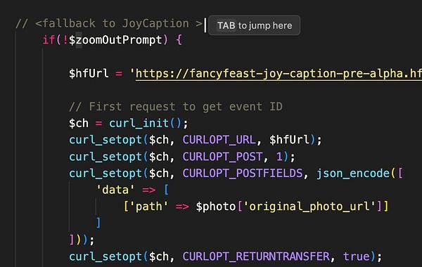The image displays a code snippet for a fallback function in a programming context.