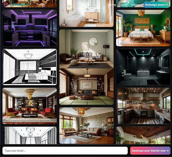 The image features a collage of various interior design styles and layouts.