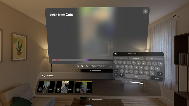 Screenshot of Cuts for Vision Pro