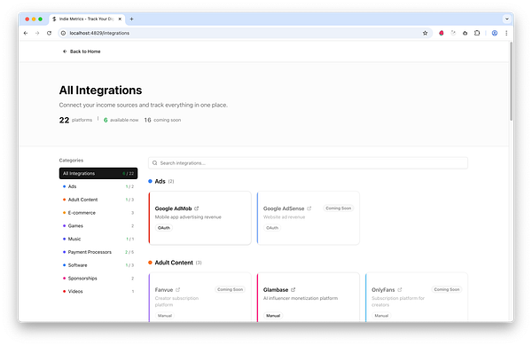 A vibrant integrations page design showcasing animated platform count increments for a product or service.