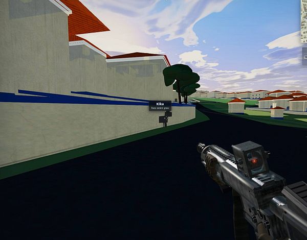 Screenshot of a pixel art style game showing a street scene with a character labeled PixelProtest and two dogs, one appearing harmed.