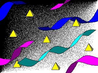 Screenshot of a classic Windows 3.1 desktop featuring installed Windows 3.0 wallpapers and open application windows.