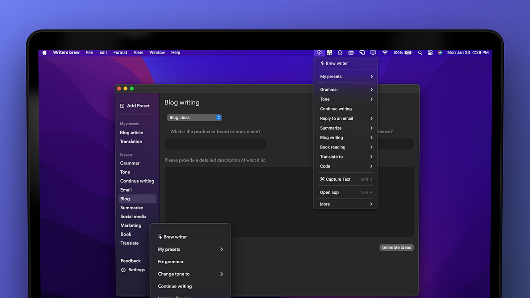Writers brew AI for macOS