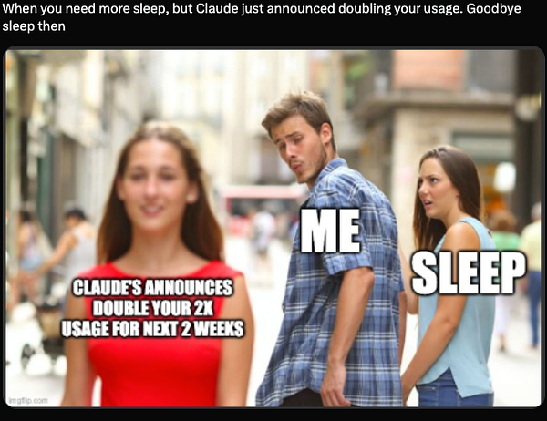 Meme image with a man in a suit and text caption about modern technology and social media overload.