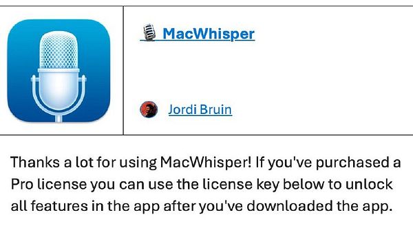 Screenshot of a webpage displaying product features of MacWhisper, highlighting voice recognition and transcription capabilities.