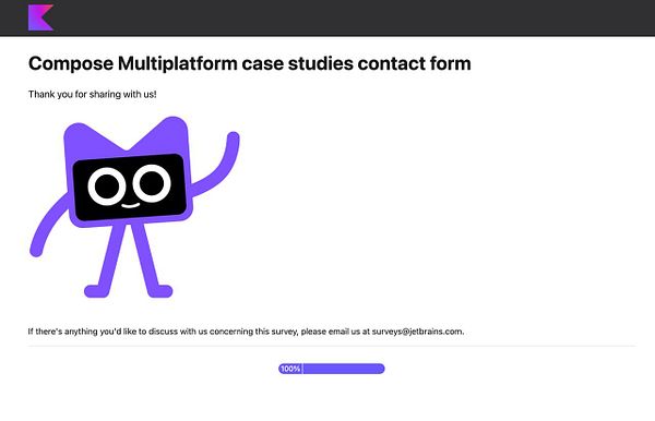 The image displays a contact form for a case study submission with a playful character and a progress bar.