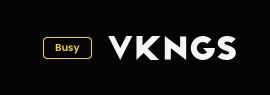 Image shows a status label 'Busy' next to the VKNGS logo.