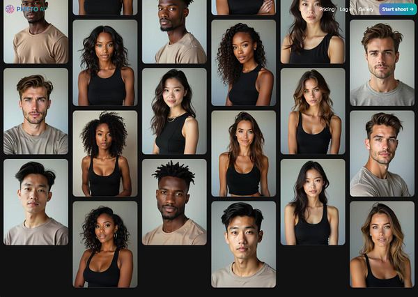 A collage of diverse model headshots featuring individuals in various poses and expressions.