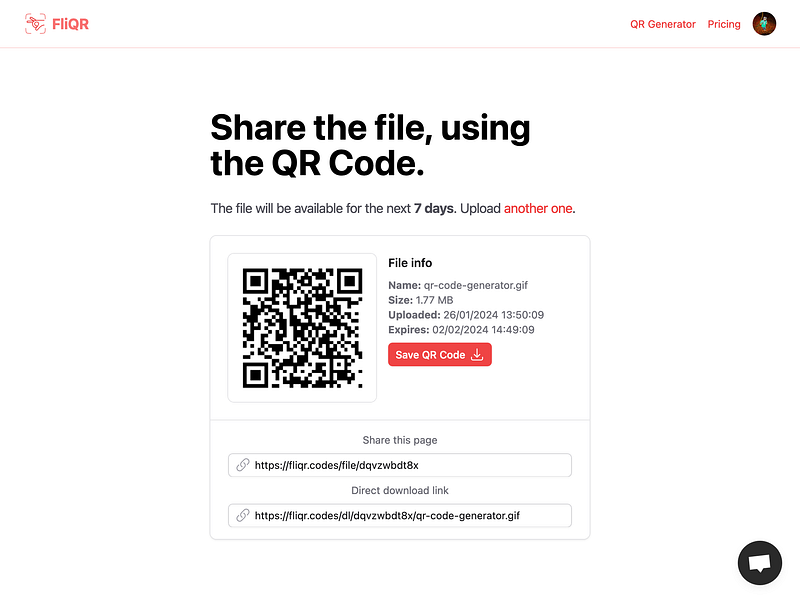 FliQR: Drop your file. Get a QR Code. Share it. | BetaList