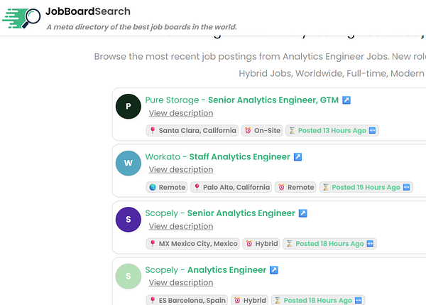Screenshot of a job board configuration page showing details for a job feed setup for a new sponsor.