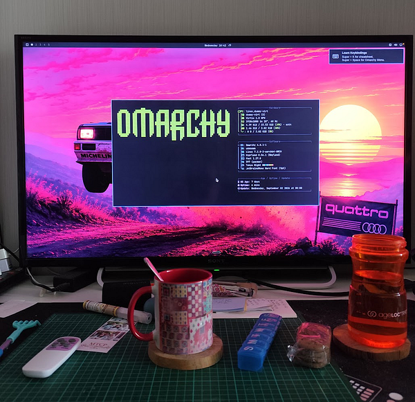 A screenshot of the Omarchy mobile app displaying joined episode data and conversations from a playlist.