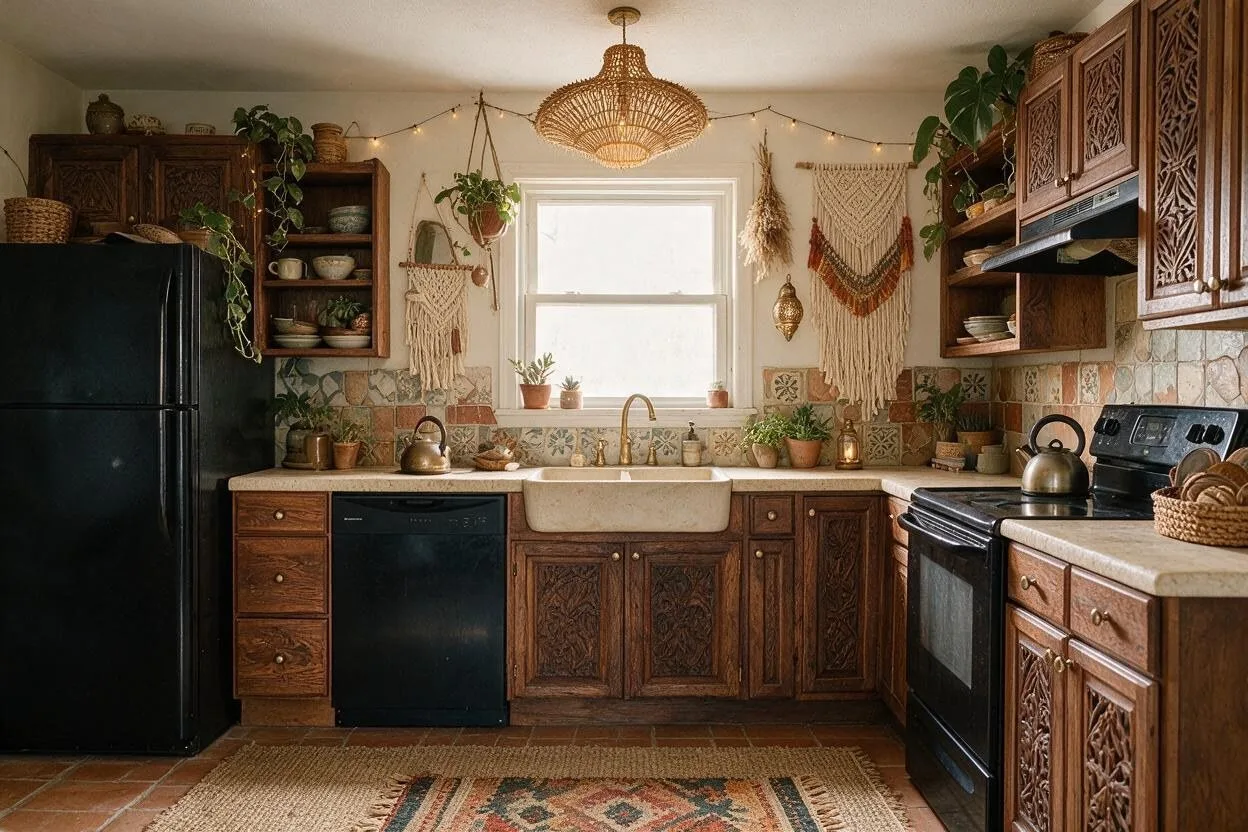 The same kitchen in the Boho style