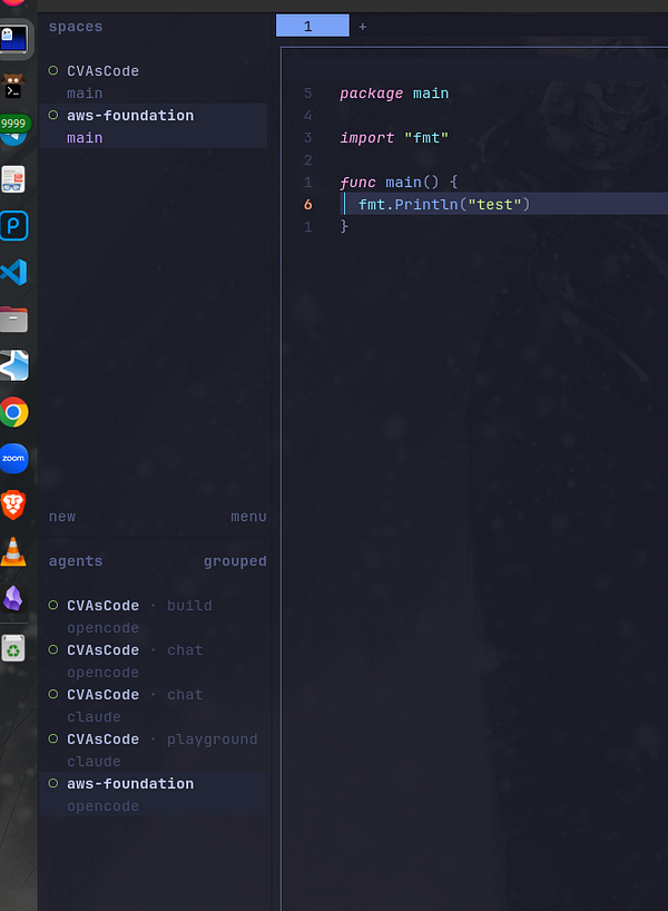 Screenshot of a Herdr workspace showing a dashboard with project management and AI assistant features.