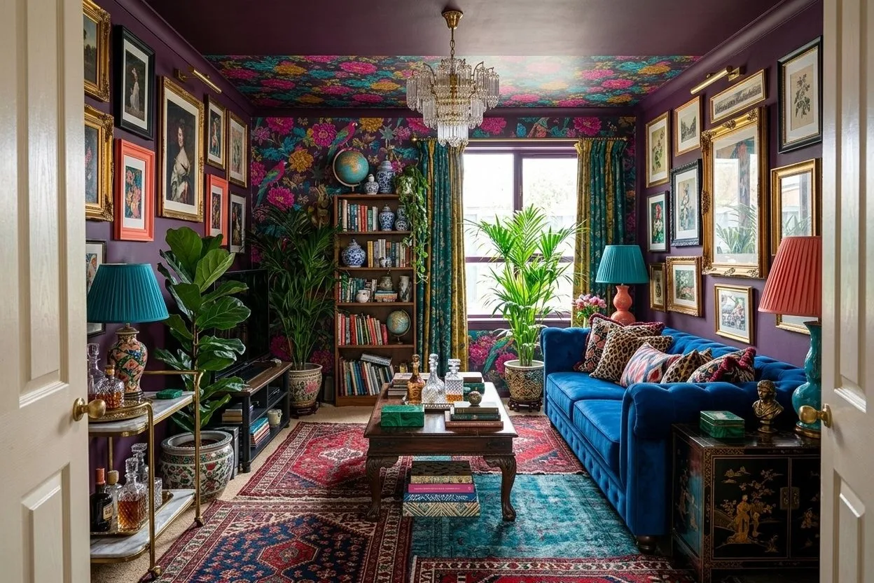 The same living room in the Maximalist style