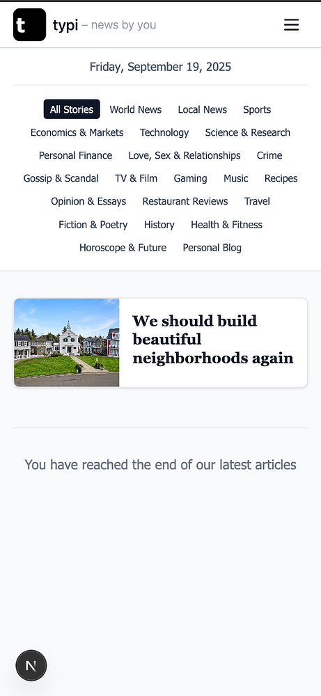 The image displays a mobile view of a news website's homepage with various sections and an article preview.