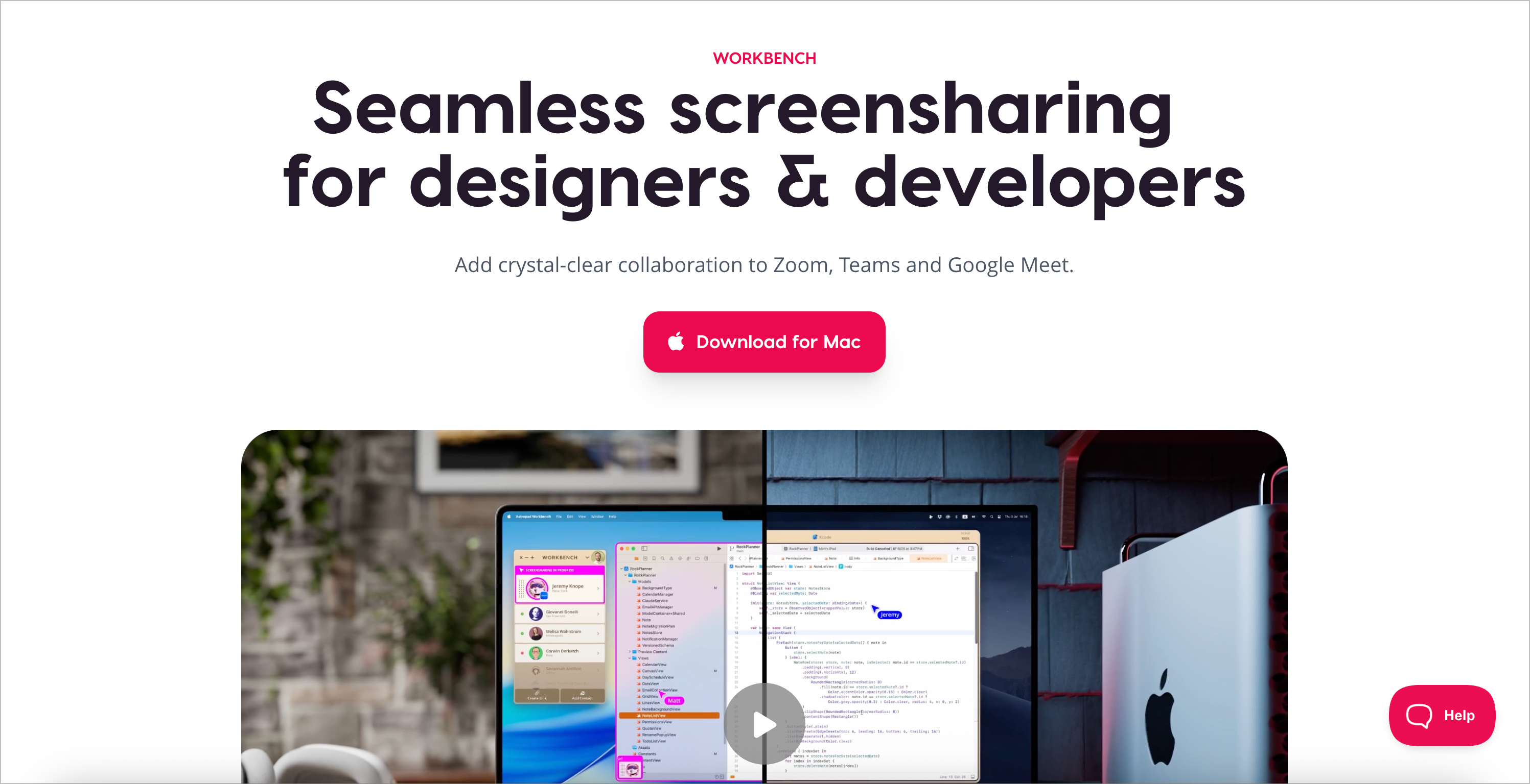 Workbench: Collaborative screen sharing for designers and | BetaList