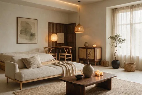 A room in the Japandi style