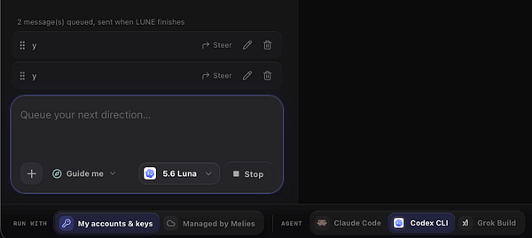 Screenshot of a mobile app interface showing a message stack related to #melies with categories and message previews.