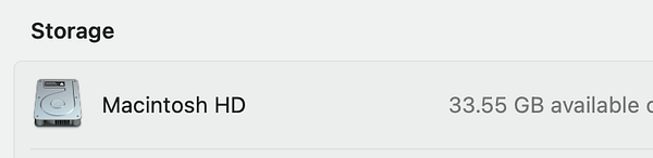 The image displays a storage management interface showing available space on a Macintosh HD.