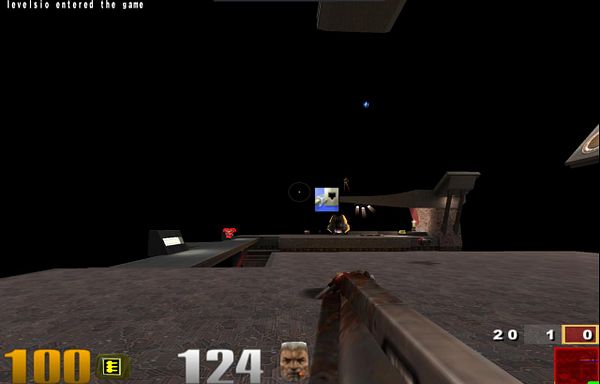 Screenshot of Quake 3 multiplayer game displaying the q3dm17 space map with HUD and scoreboard overlay.
