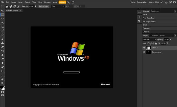 Screenshot of Windows XP loading screen with text and MS logo added to the bottom area for verification.