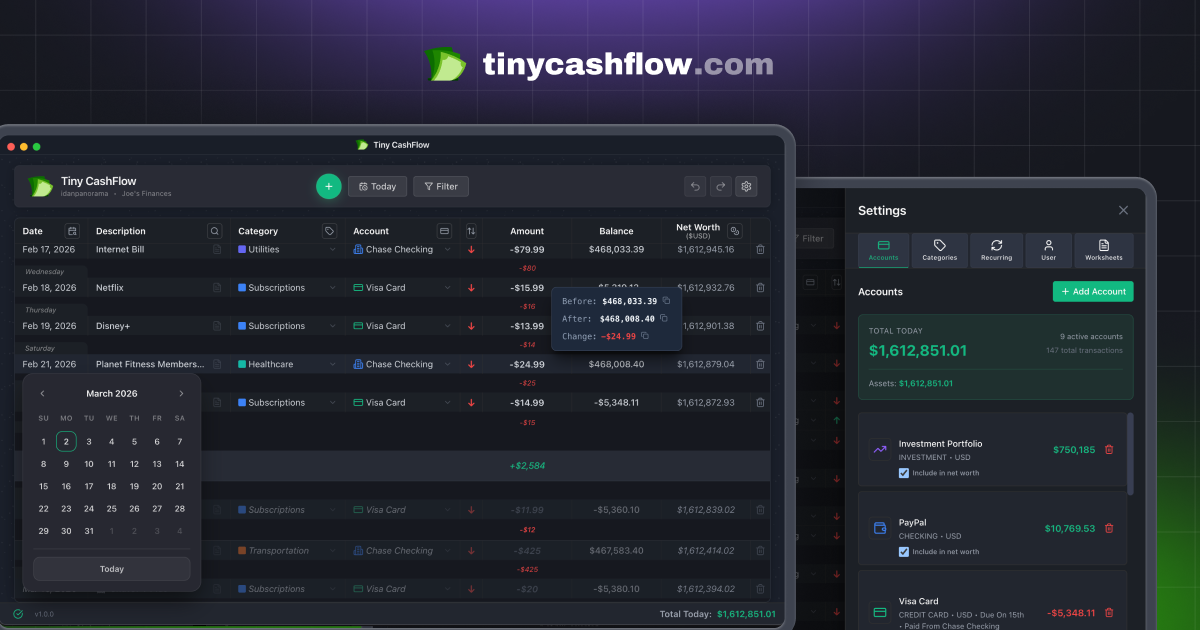 TinyCashflow – A cashflow tracker with an infinite future timeline