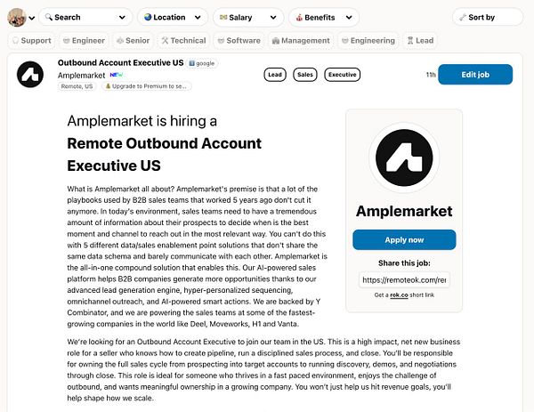 Screenshot of a job post HTML code snippet with Nunito font used, captured from a code editor.