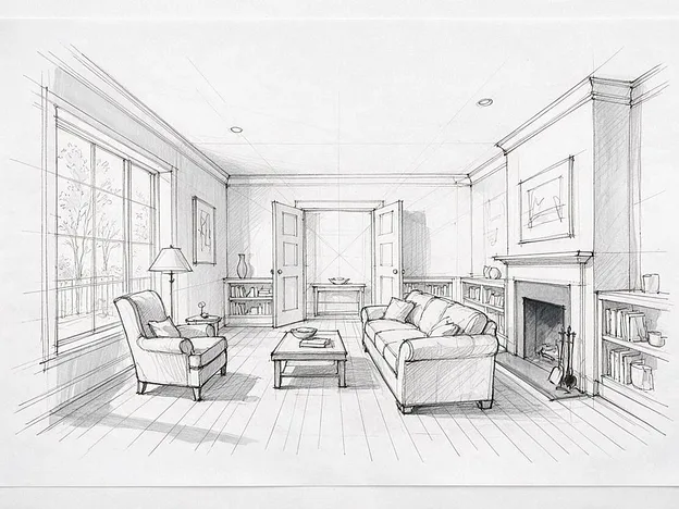 Before: Render this sketch as a modern room.