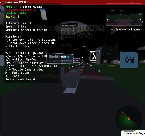 The image displays a gaming interface with flight simulation controls and a virtual environment.