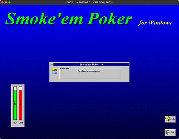 Screenshot of a Poker game interface on a website with player names, chip stacks, and community cards.
