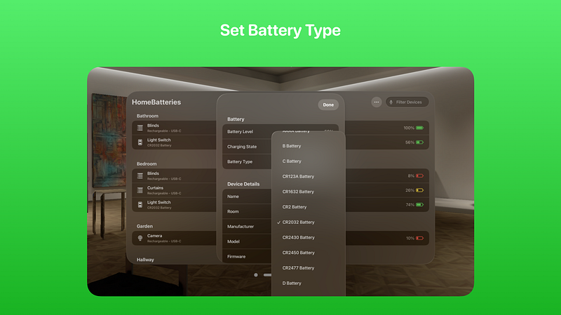 Screenshot of HomeBatteries for HomeKit