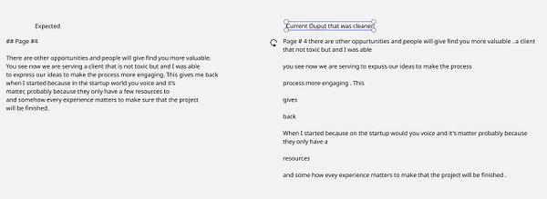 The image displays a text document discussing improvements in backend output related to a project.