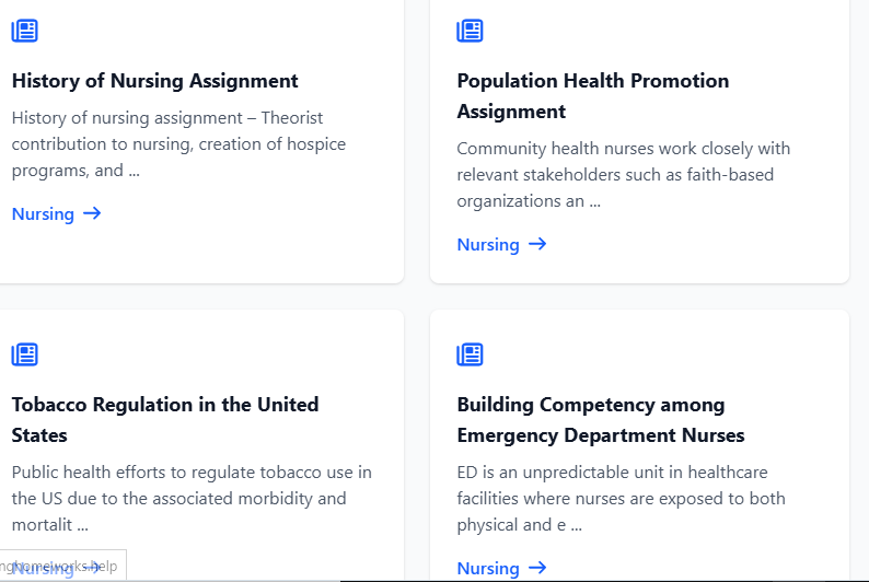 Nursing Homeworks Help