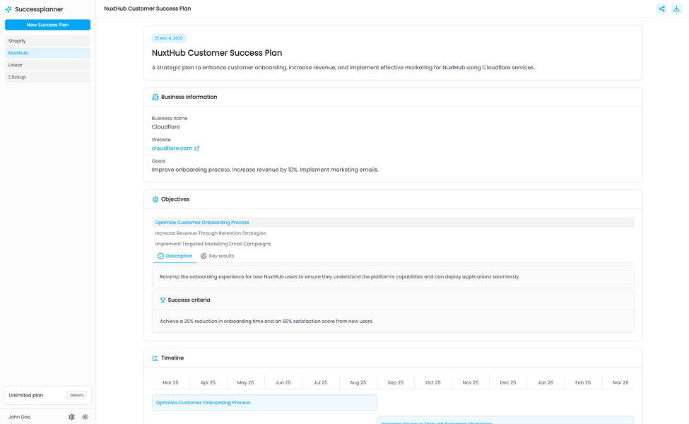 Retentional's Success Planner
