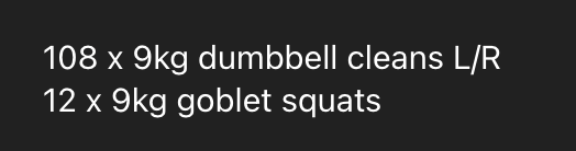 The image displays a workout plan for a home gym session.