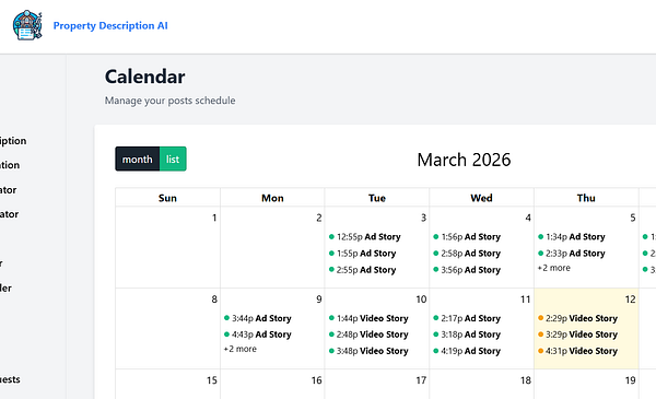 A laptop displaying an Instagram post draft on the left and Instagram stories on the right with a caption about a luxurious Mediterranean-style villa.