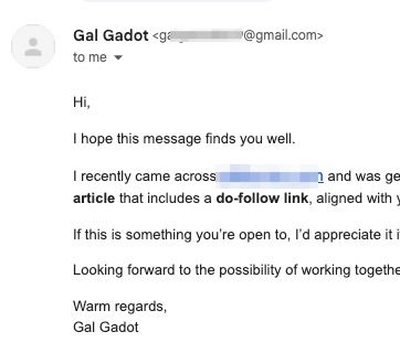 An email from Gal Gadot discussing a potential collaboration.