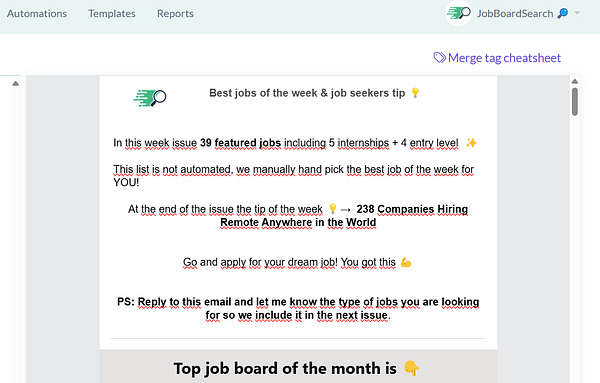 The image displays a newsletter layout focused on job opportunities and tips for job seekers.