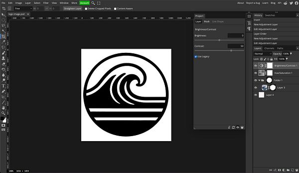 Circular logo design featuring a stylized pink and blue wave with a sun and a central blue bird silhouette.