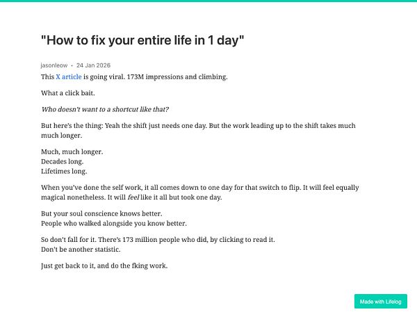 An infographic titled 'How to fix your entire life in 1 day' outlining a step-by-step plan with a vibrant color scheme and structured content blocks.