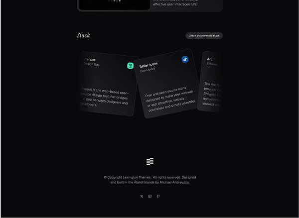 The image displays a dark-themed web interface showcasing various design tools and resources.